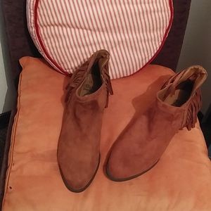 Brown Vegan Suede Fringe Booties- Size 11, Never Worn!